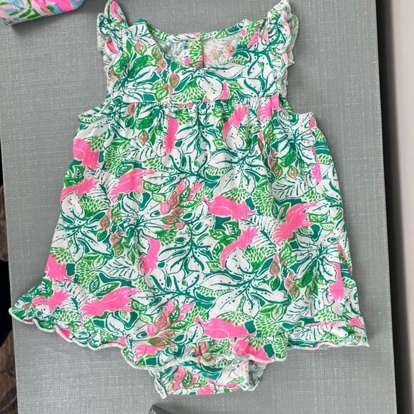 Lilly Pulitzer Cecily Infant Dress Botanical Green Just Wing It 18-24 Months - Picture 11 of 12